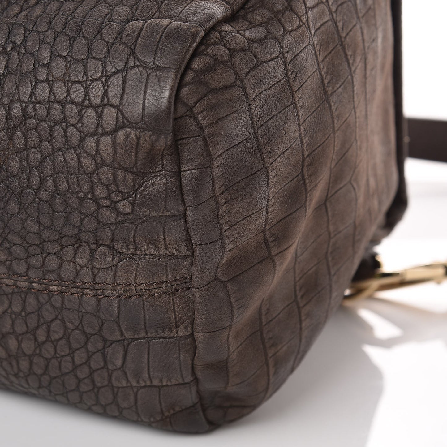 Nubuck Crocodile Embossed Medium Pandora Dark Grey