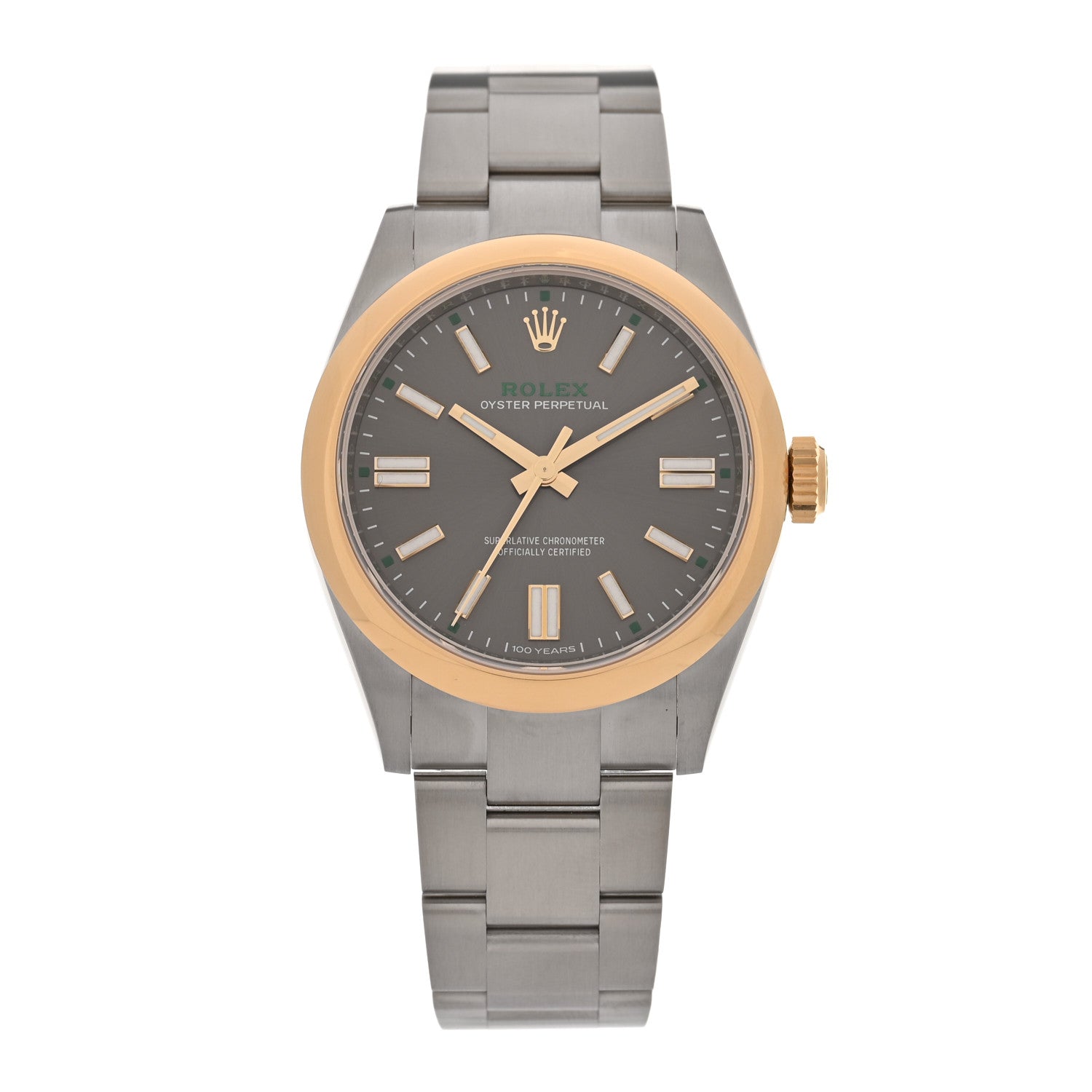 Rolex Stainless Steel 18K Yellow Gold 41mm Oyster Perpetual 100th Anniversary Watch Slate 134303 1 of 5