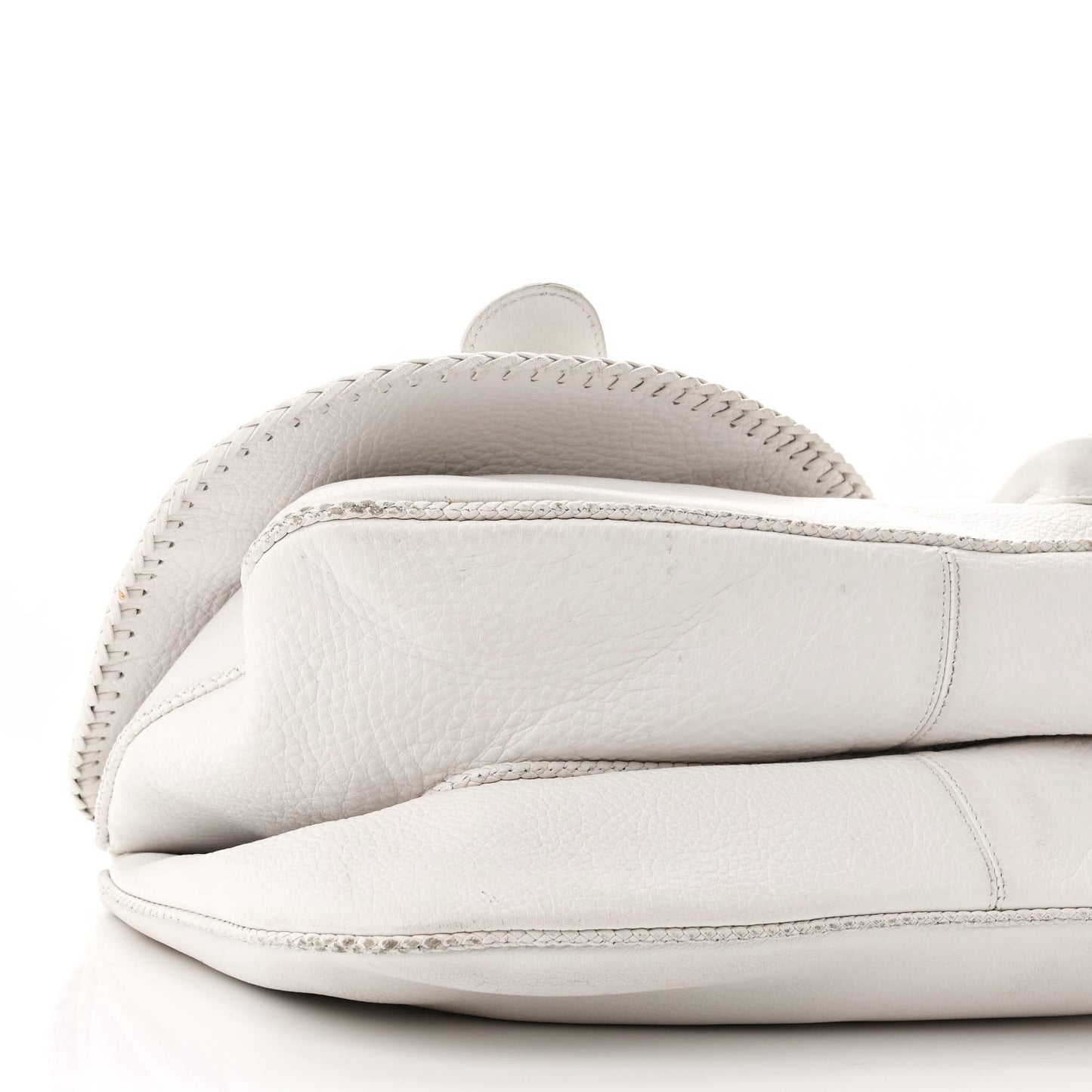 Calfskin Braided Gaucho Double Saddle Bag White