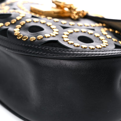 Chloe Calfskin Suede Studded Drew Shoulder Bag Black 8 of 17