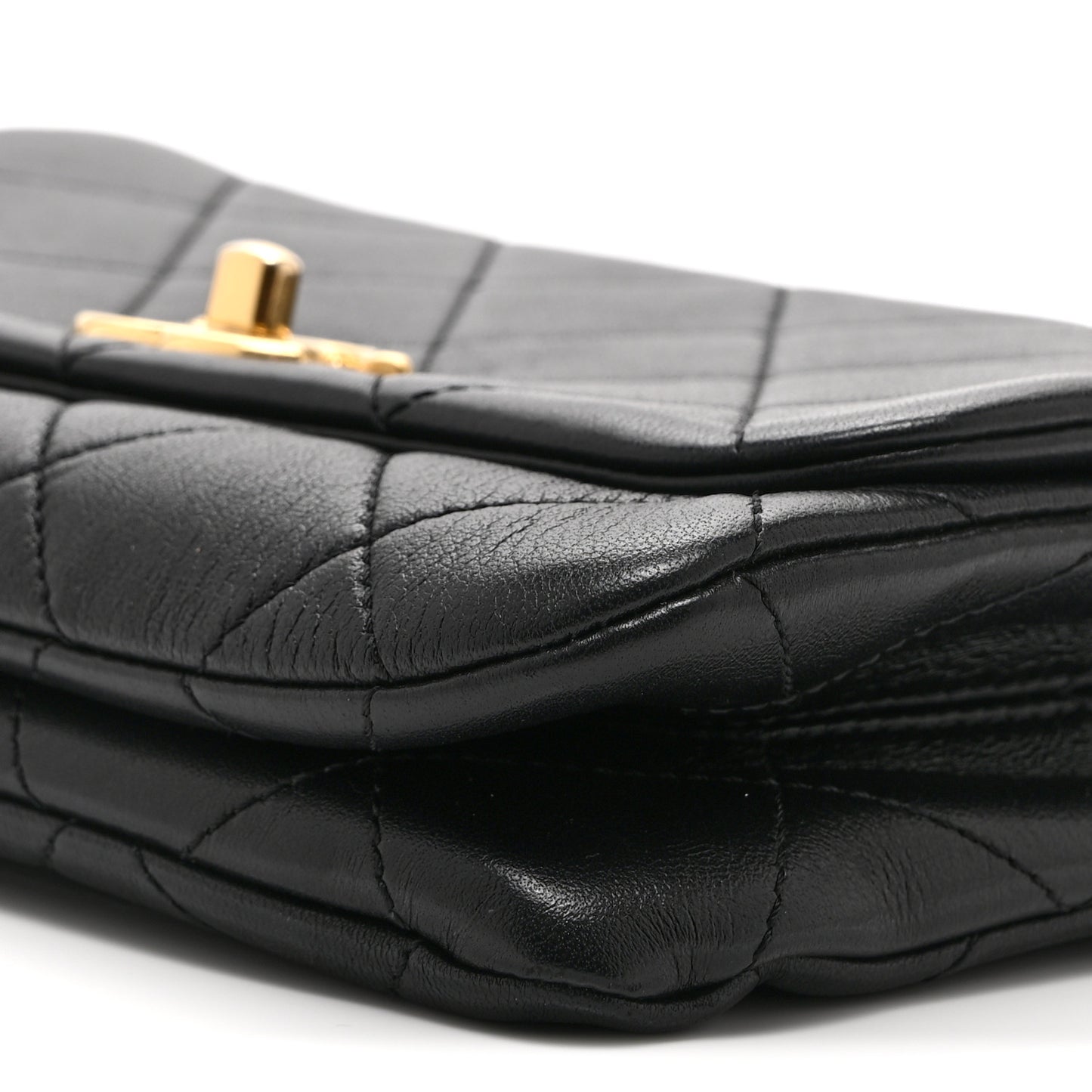 Lambskin Quilted Small Color Match Flap Black Multicolor