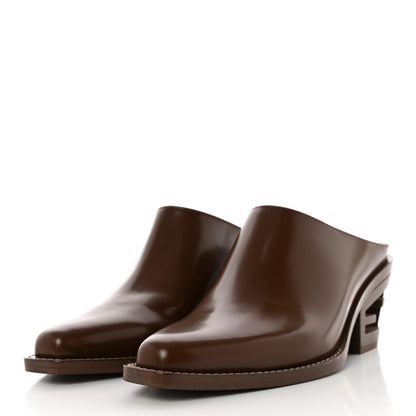 Fendi Vitello Abrasivato FF Cut Mules 38 Brown 3 of 10
