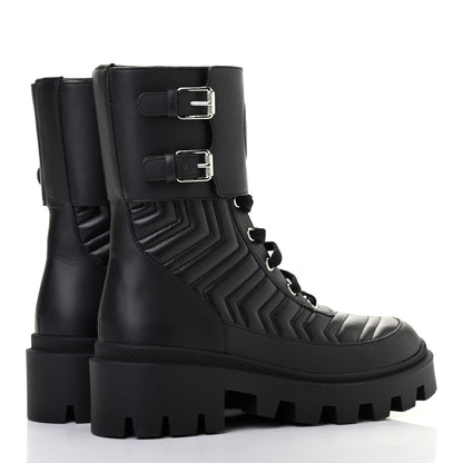 Gucci Nappa Frances GG Matelasse Platform Combat Boots 37.5 Black 4 of 7
