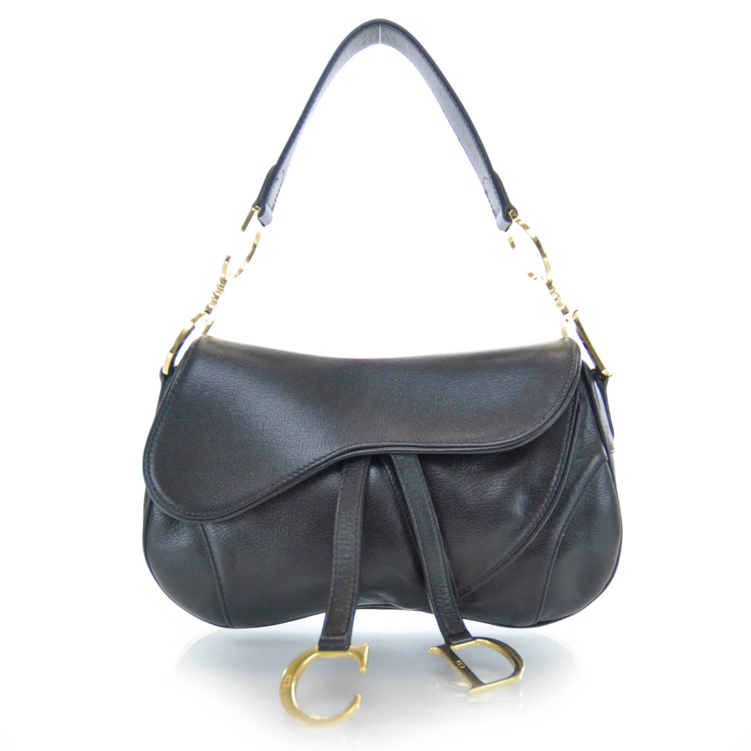 Christian Dior Leather Double Saddle Bag Black 1 of 9