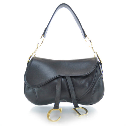 Christian Dior Leather Double Saddle Bag Black 1 of 9