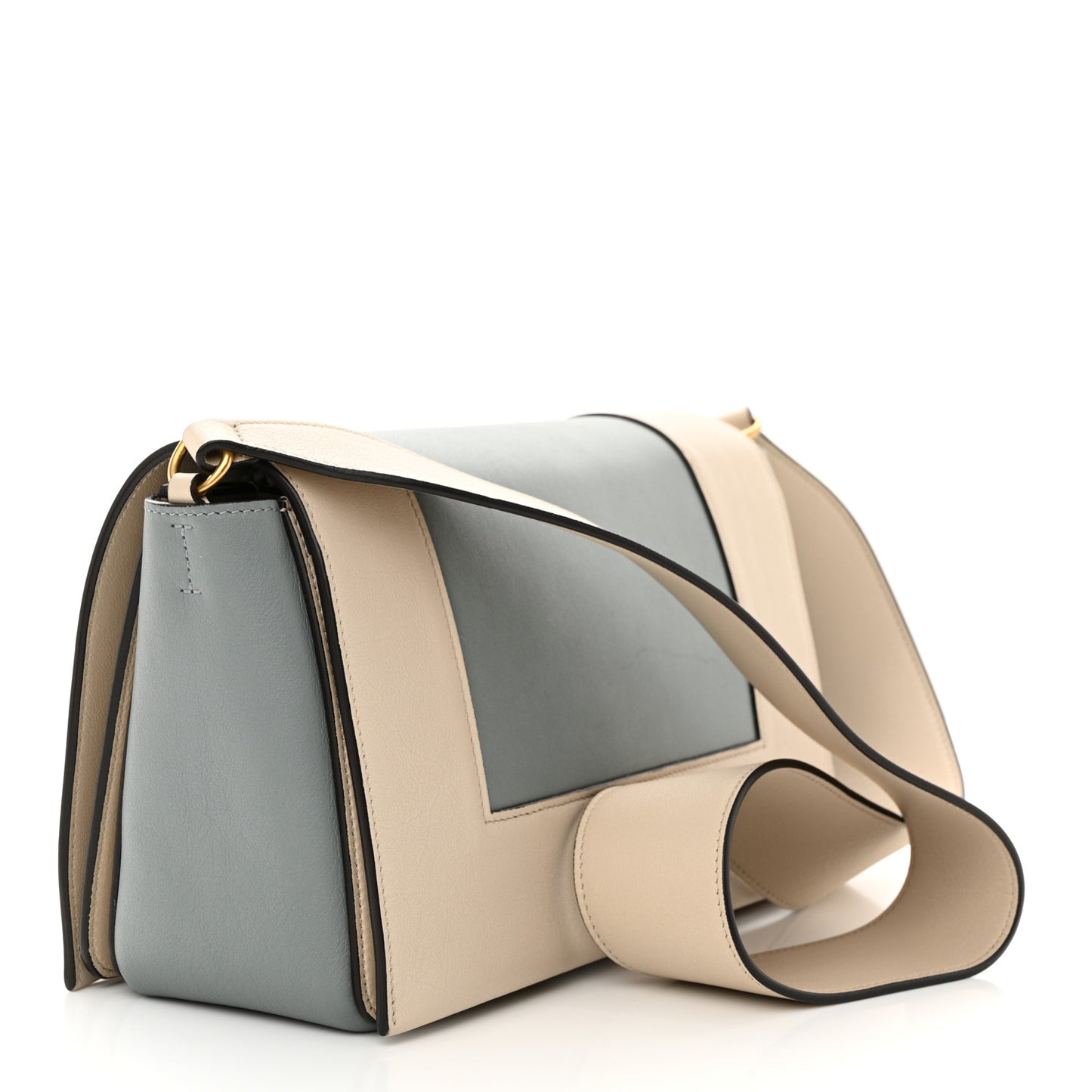 Shiny Smooth Calfskin Medium Frame Shoulder Bag Grege Storm