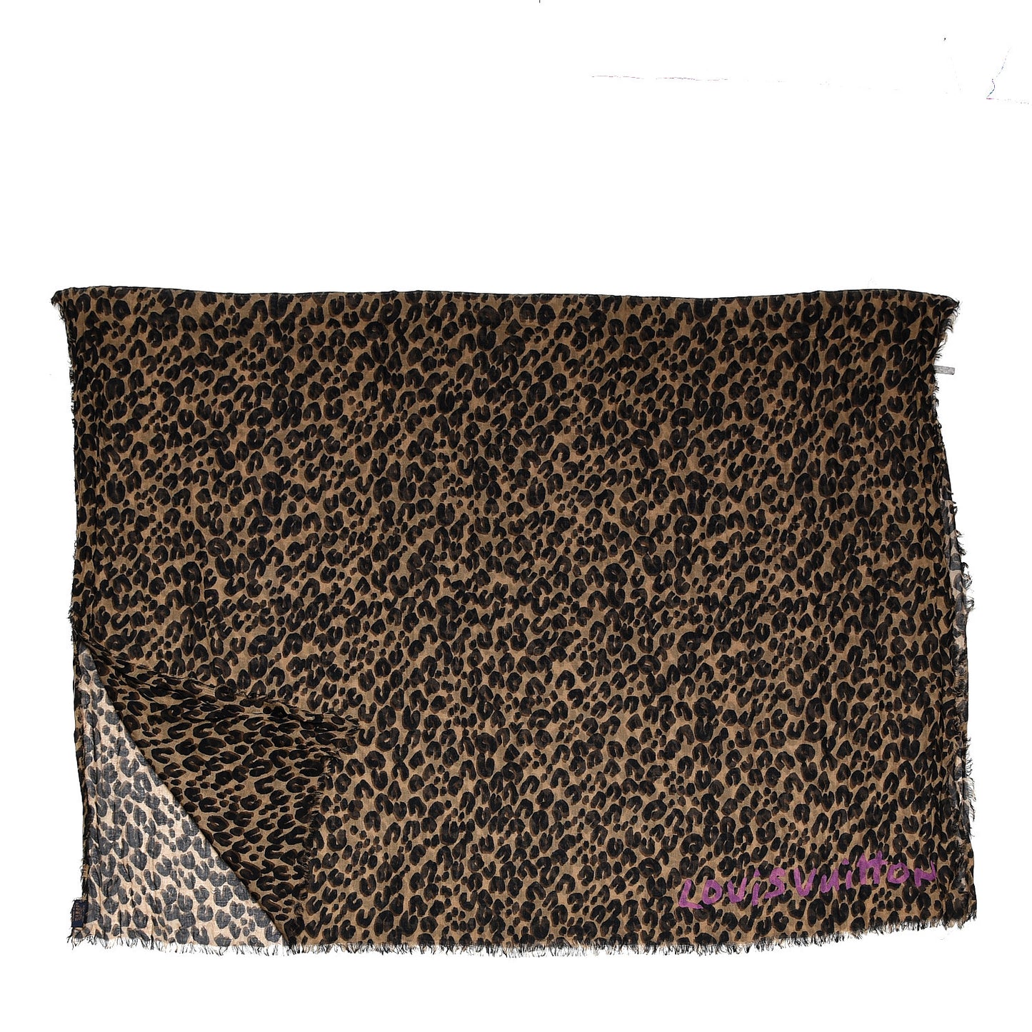 Cashmere Silk Leopard Etole Stole Marron