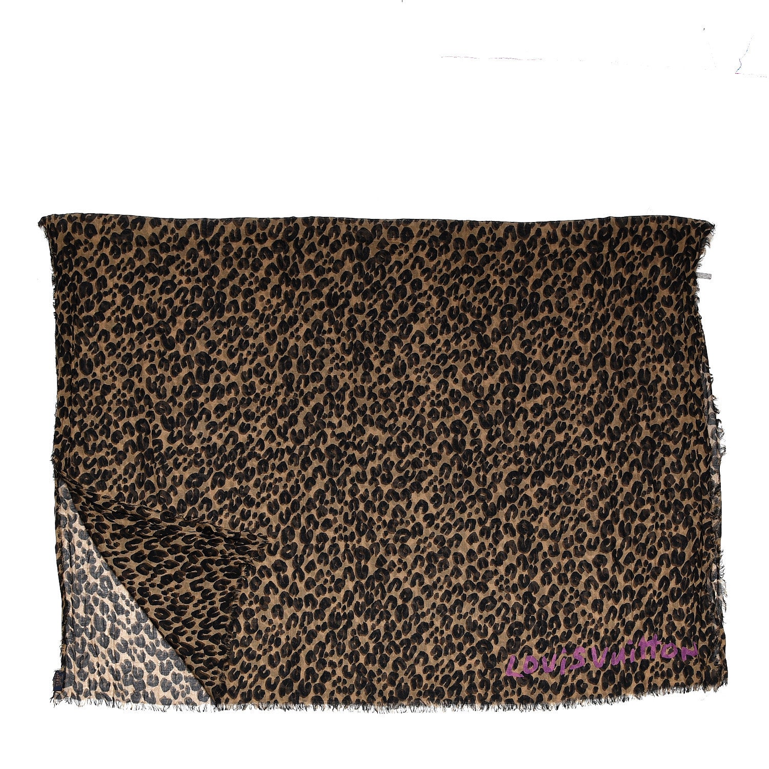Louis Vuitton Cashmere Silk Leopard Etole Stole Marron 1 of 5