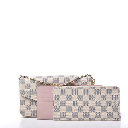 Louis Vuitton Damier Azur Pochette Felicie Chain Wallet Rose Ballerine 2 of 9