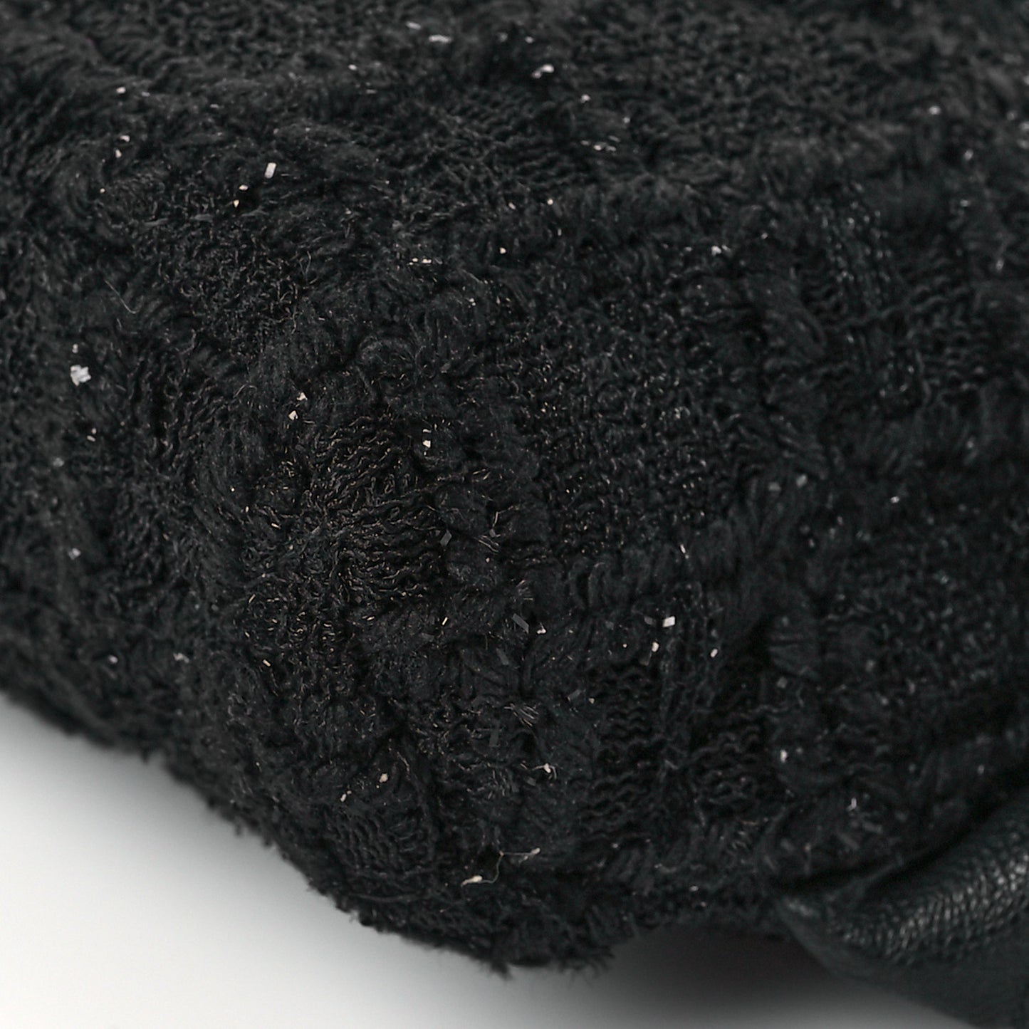 Tweed Lambskin Quilted Arm Coin Purse Black