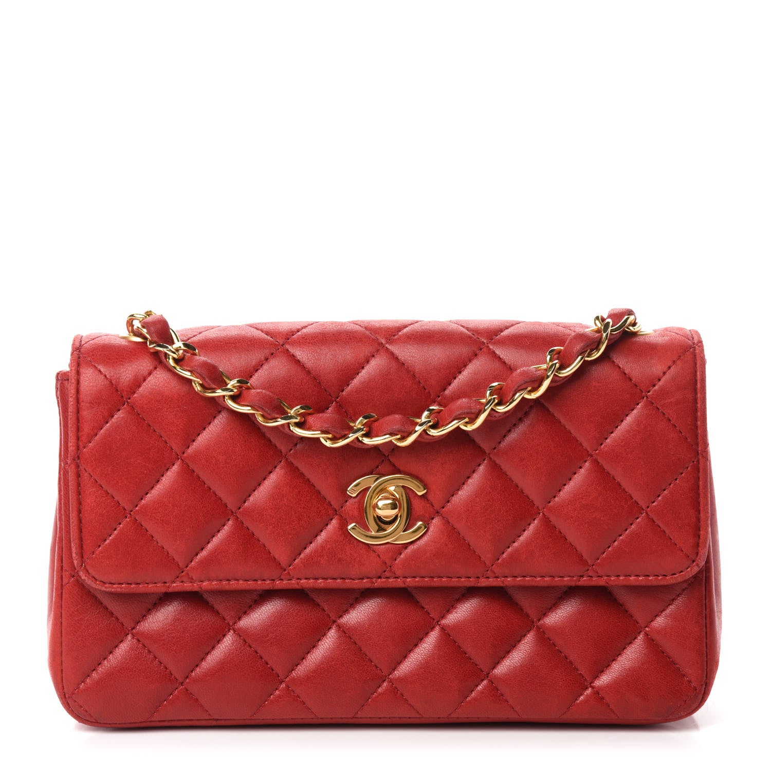 Chanel Lambskin Quilted Mini Rectangular Flap Red 1 of 12