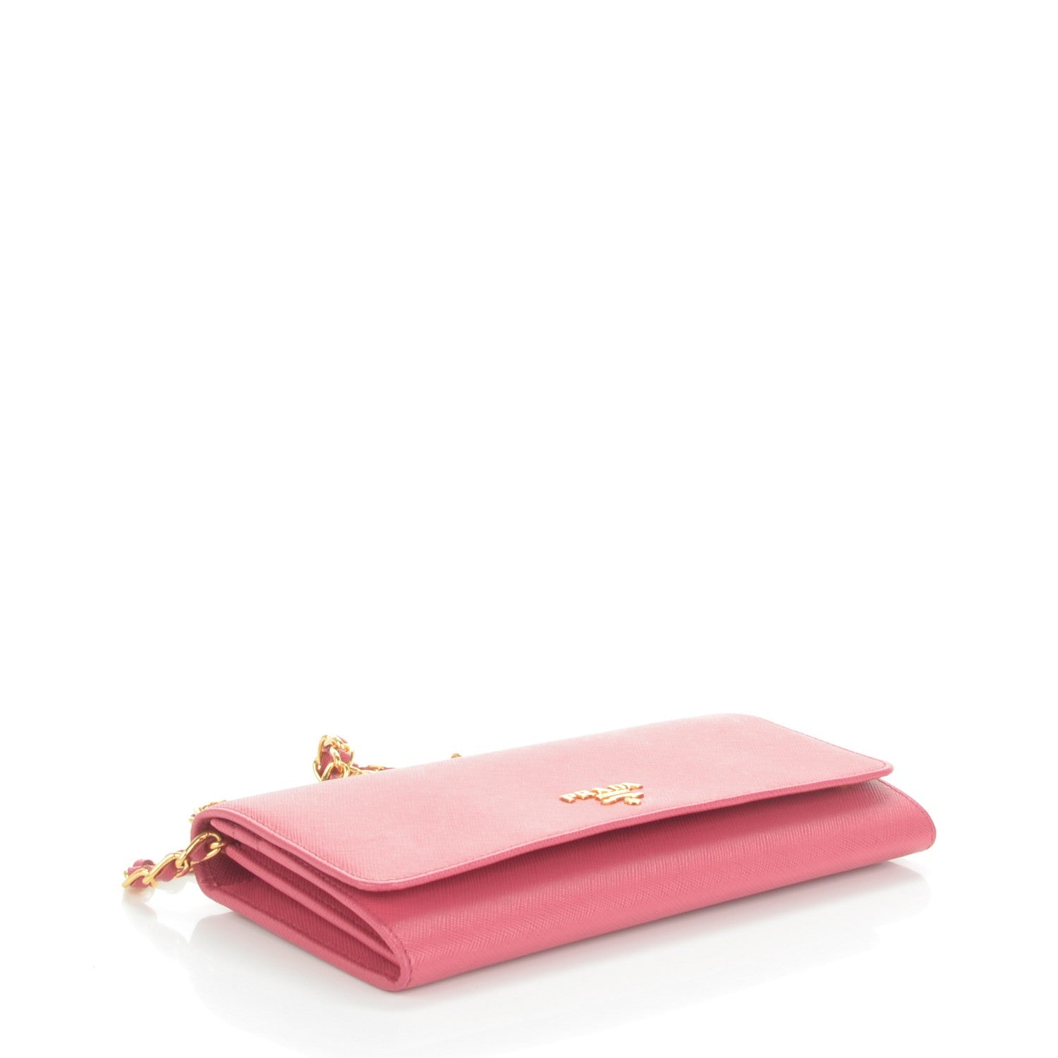 Prada Saffiano Metal Oro Chain Wallet Peonia 4 of 7