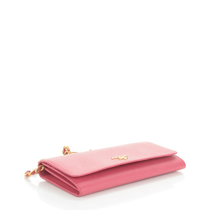 Prada Saffiano Metal Oro Chain Wallet Peonia 4 of 7