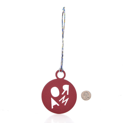 Hermes Togo Epsom Petit H Roma Bag Charm Rouge Grenat Rose Confetti 2 of 4