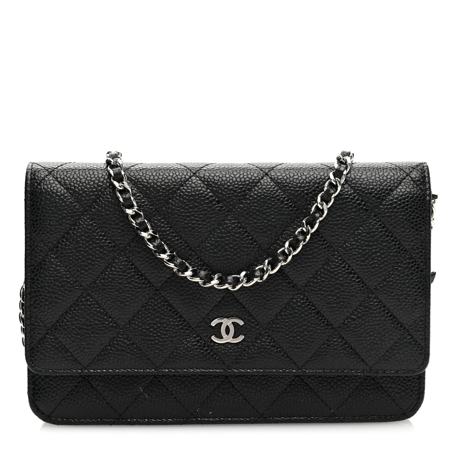 Caviar Quilted Wallet on Chain WOC Black