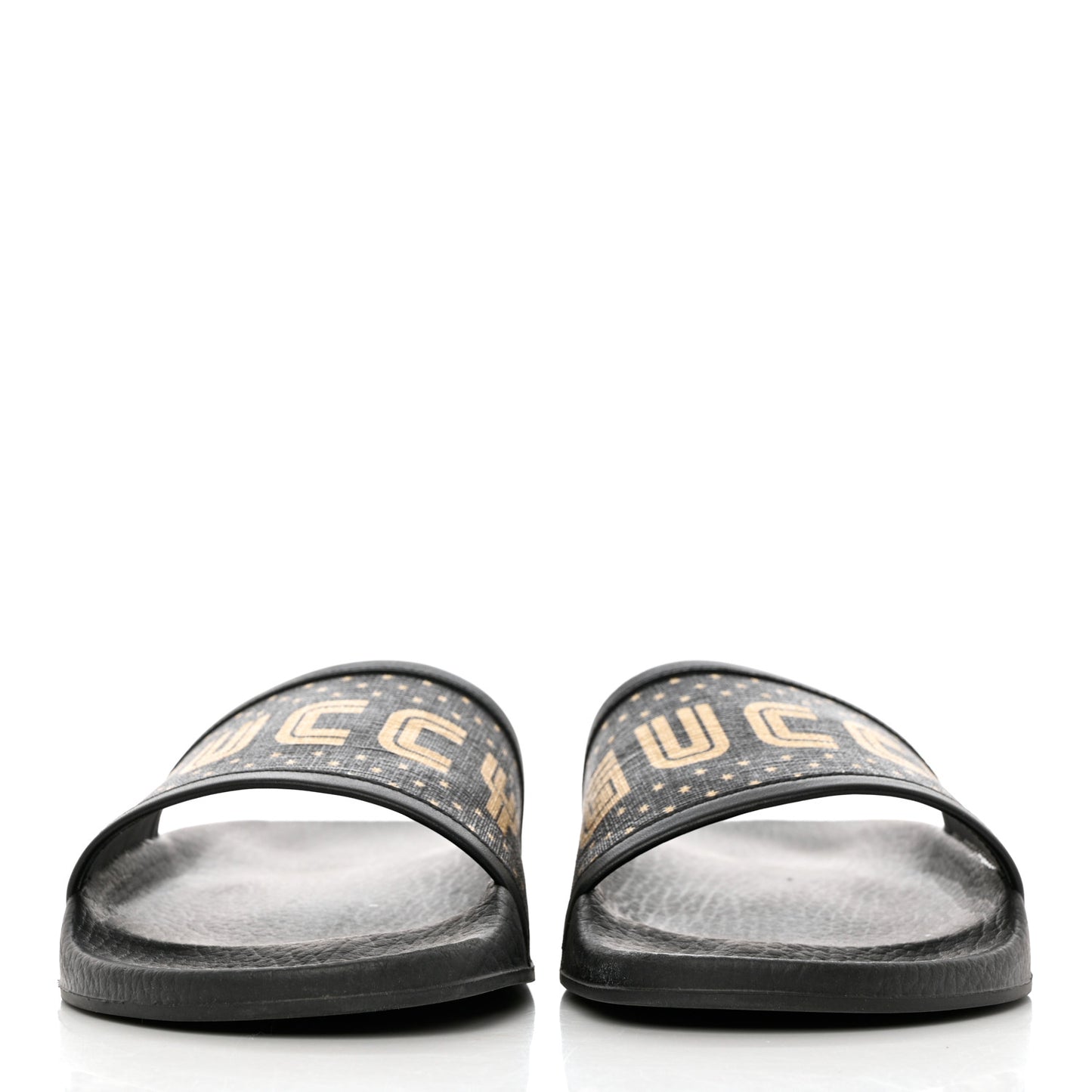 X SEGA Supreme Canvas GUCCY Stars Womens Slide Sandals 39 Black Gold
