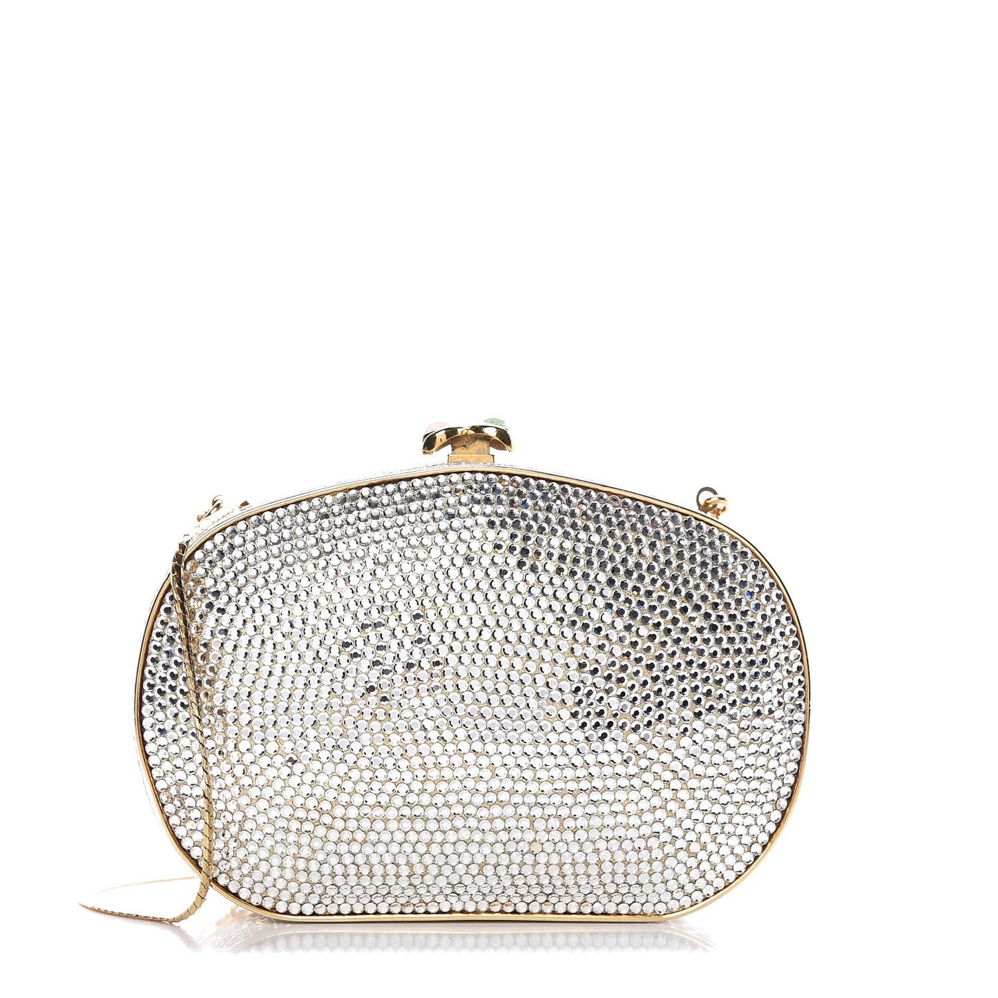 Swarovski Crystal Minaudière Clutch Silver Gold