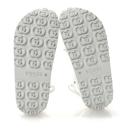 Gucci Soft Rubber Horsebit Touch Womens Strapped Sandals 37 Great White 6 of 9