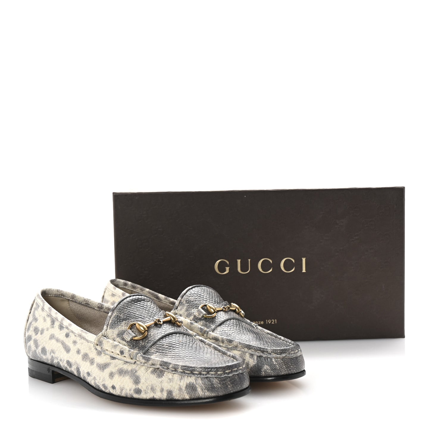 Lambskin Animalier Karung Printed Horsebit Loafers 36.5 Roccia