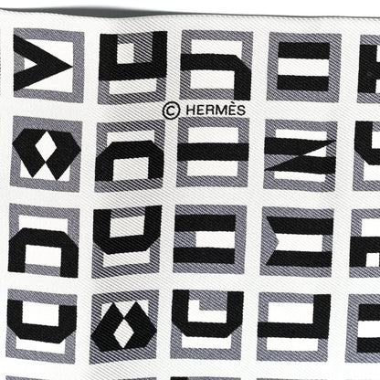 Hermes Silk Lettres Et Pois Maxi Twilly Cut Gris Black Menthol 3 of 4