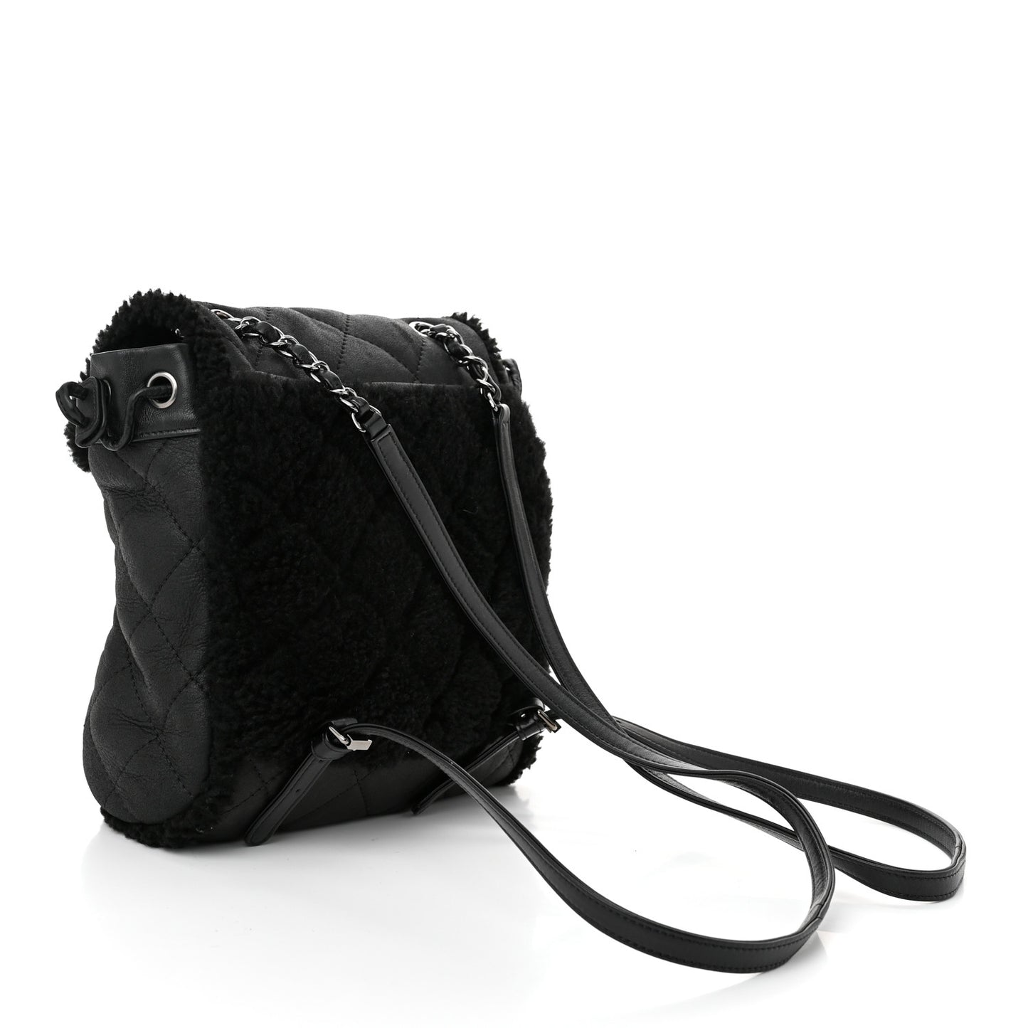 Lambskin Shearling Coco Neige Backpack Black