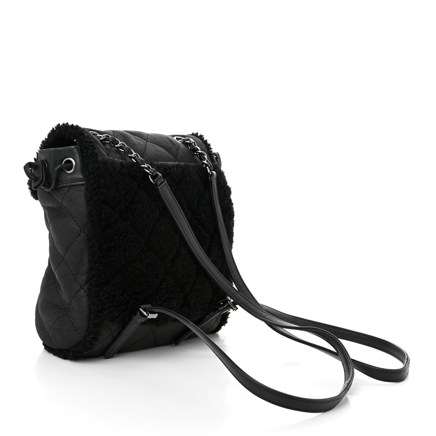 Chanel Lambskin Shearling Coco Neige Backpack Black 3 of 10