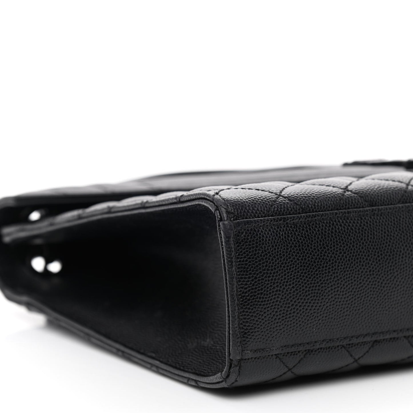 Grain De Poudre Textured Mixed Matelasse Large Triquilt Monogram Monochrome Satchel Black