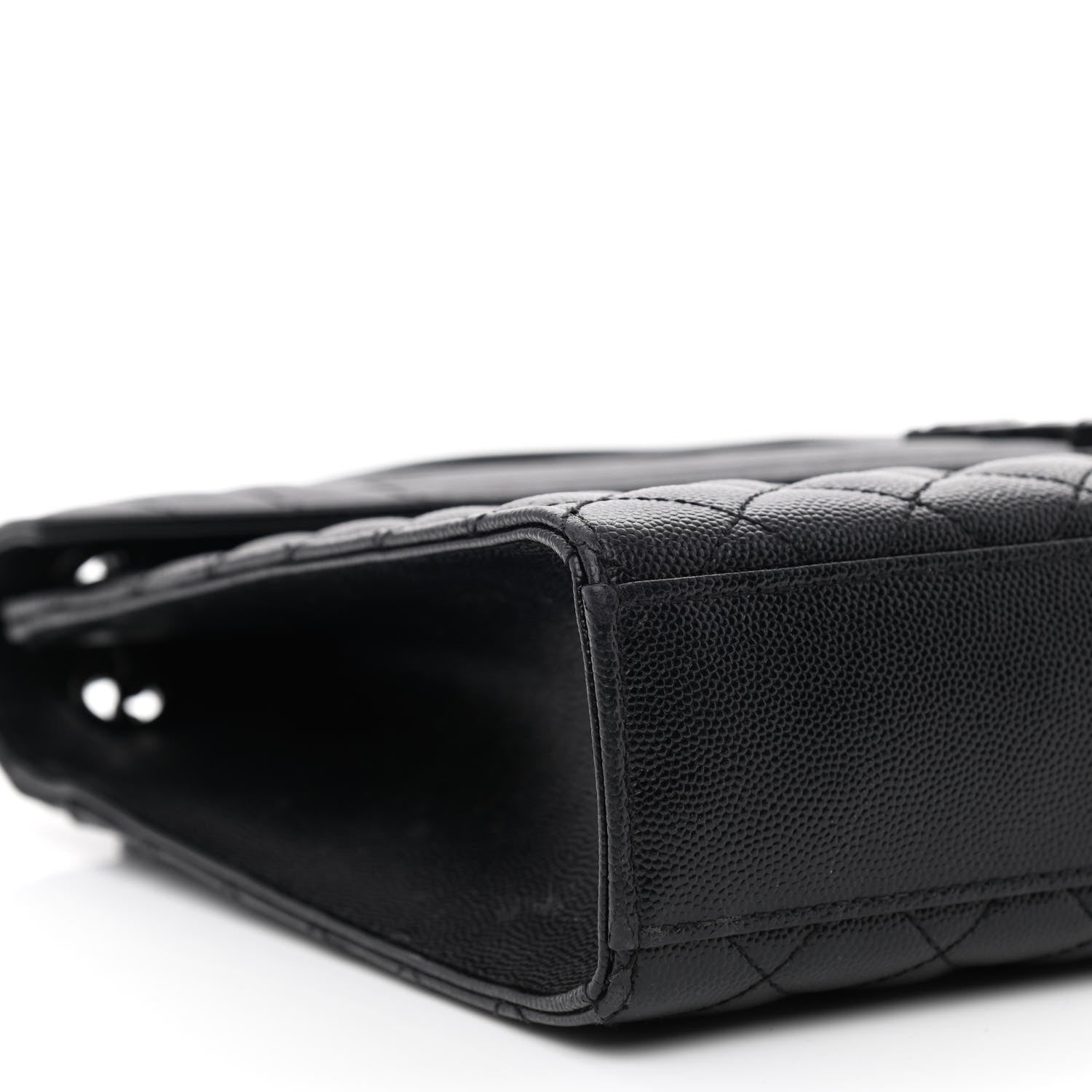 Saint Laurent Grain De Poudre Textured Mixed Matelasse Large Triquilt Monogram Monochrome Satchel Black 9 of 11