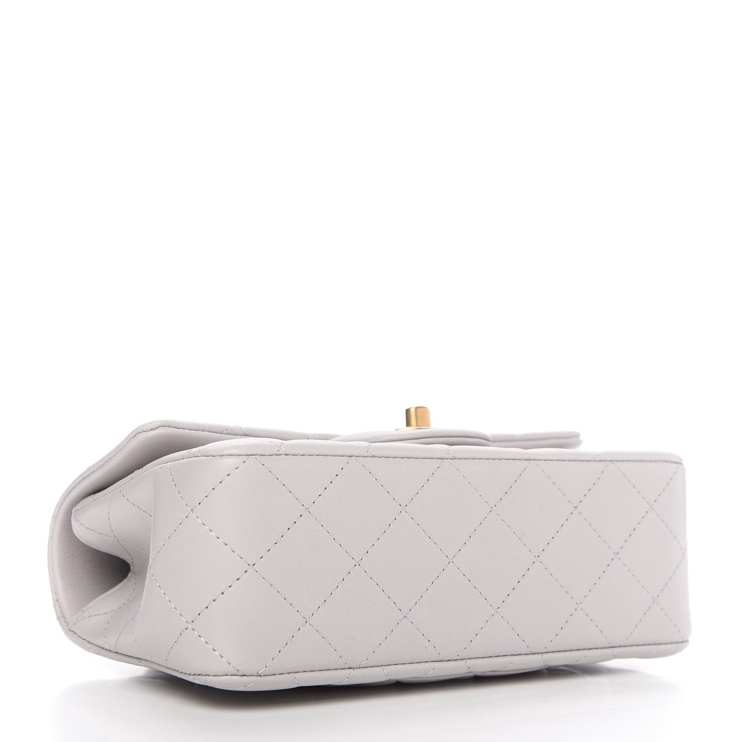 Lambskin Quilted Mini Top Handle Rectangular Flap Grey