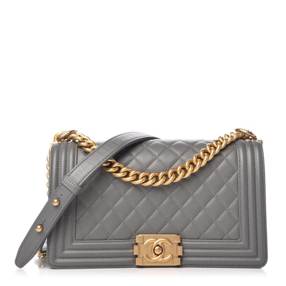 Chanel Lambskin Quilted Medium Boy Flap Grey 1 of 10