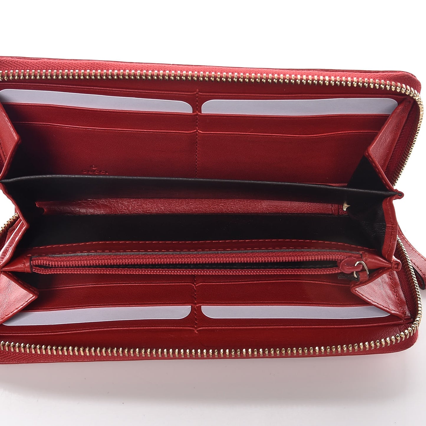 Microguccissima Heart Zip Around Wallet Red
