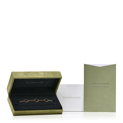 Van Cleef & Arpels 18K Yellow Gold Black Onyx 5 Motifs Vintage Alhambra Bracelet 5 of 5