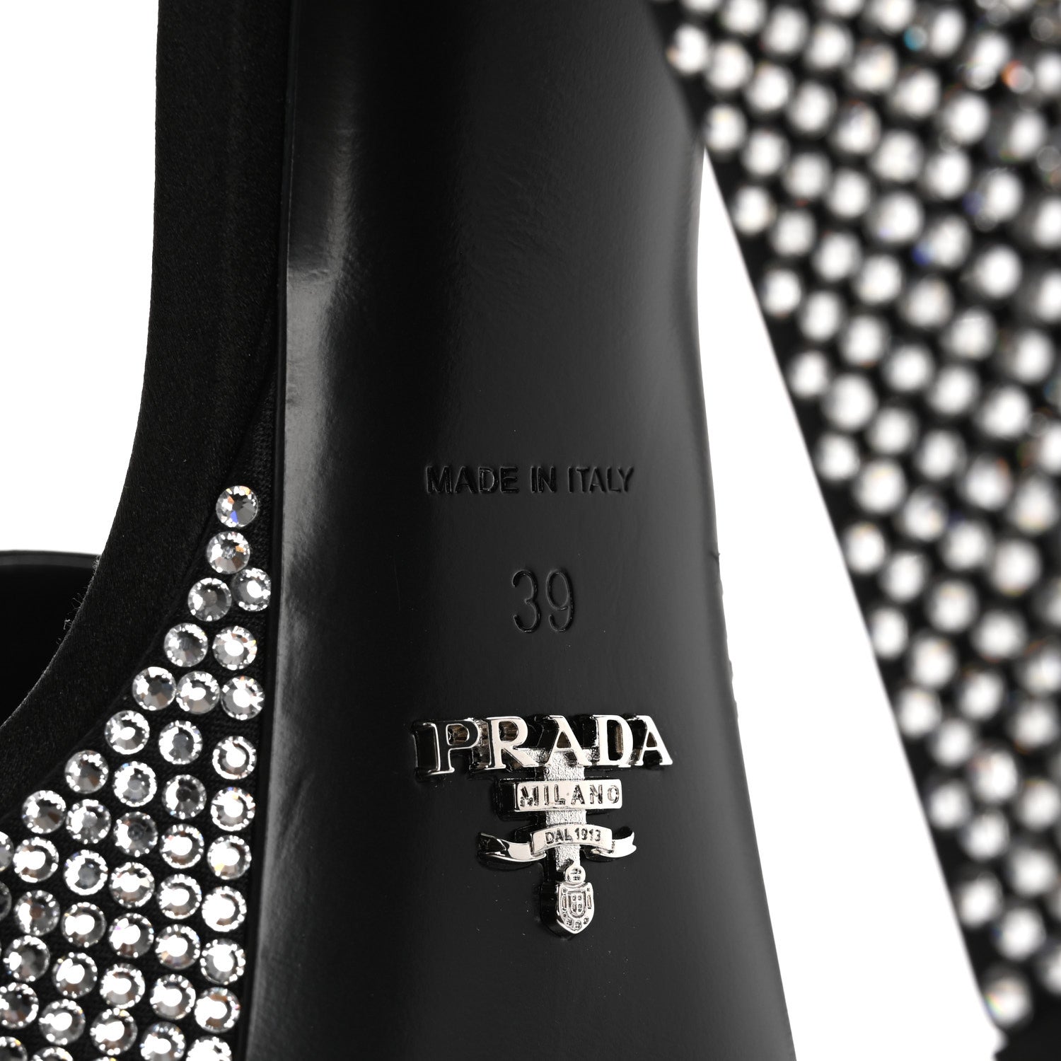 Prada Satin Crystal Triangle Logo 40/135mm Platform Sandals 39 Cristal 8 of 9