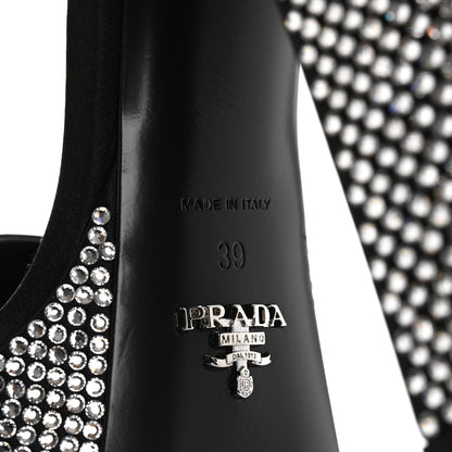 Prada Satin Crystal Triangle Logo 40/135mm Platform Sandals 39 Cristal 8 of 9