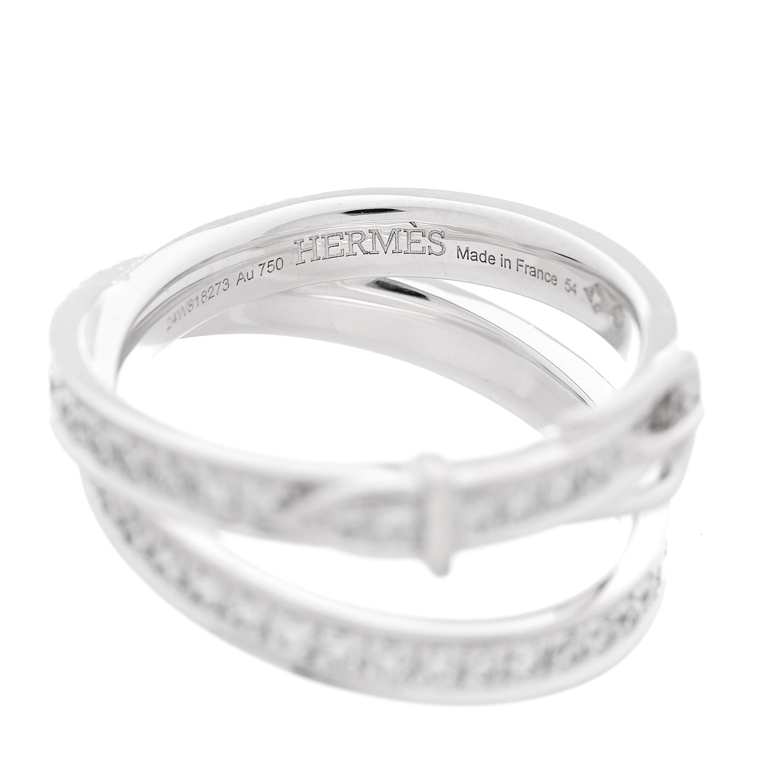 Hermes 18K White Gold Diamond MM Etriviere Ring 54 7 4 of 5