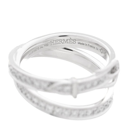 Hermes 18K White Gold Diamond MM Etriviere Ring 54 7 4 of 5