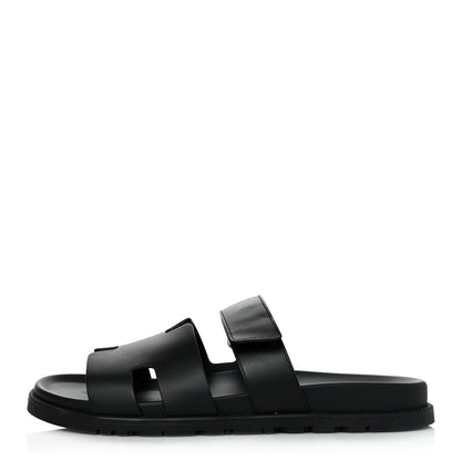 Hermes Calfskin Mens Chypre Sandals 43 Black 1 of 9