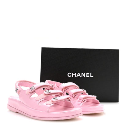Chanel Lambskin Crystal CC Velcro Dad Sandals 38 Light Pink 9 of 9