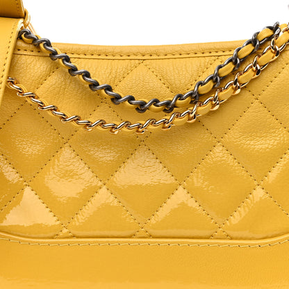 Chanel Patent Goatskin Quilted Small Gabrielle Hobo Yellow 8 of 10