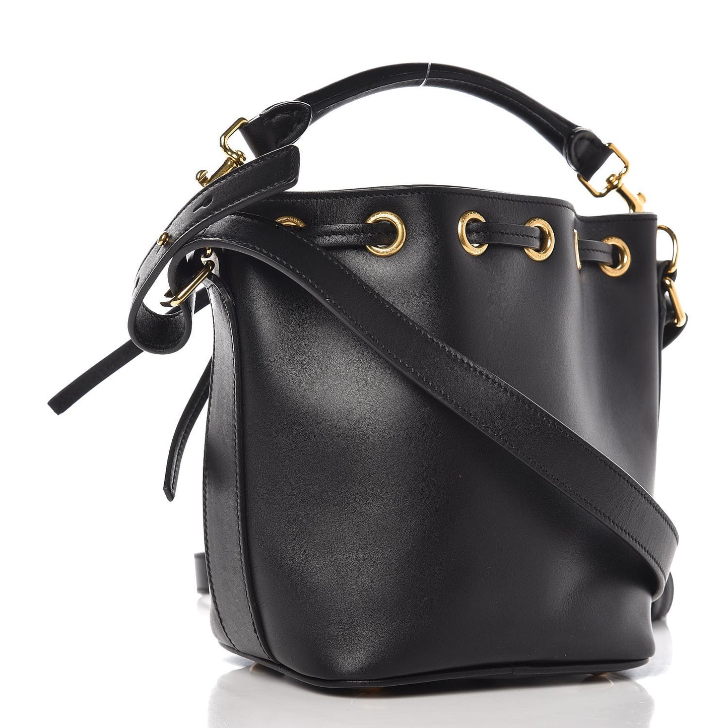 Calfskin Small Emmanuelle Bucket Bag Black