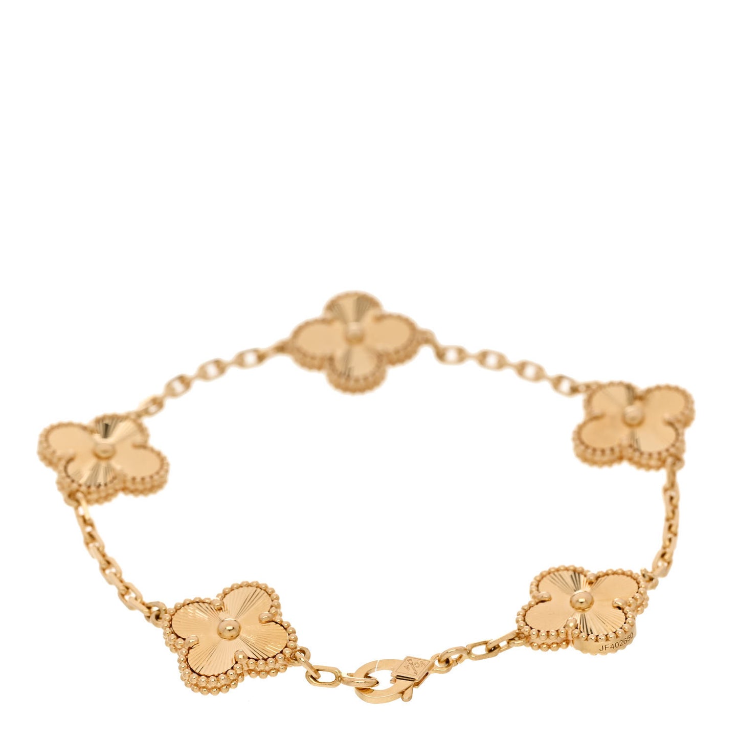 18K Yellow Gold 5 Motifs Guilloche Vintage Alhambra Bracelet