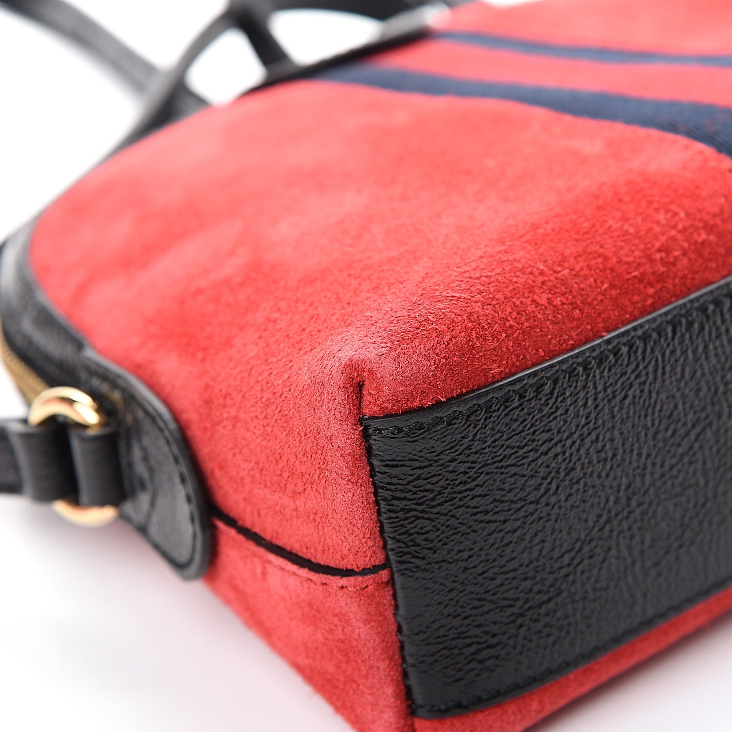 Suede Patent Web GG Small Ophidia Dome Shoulder Bag Hibiscus Red