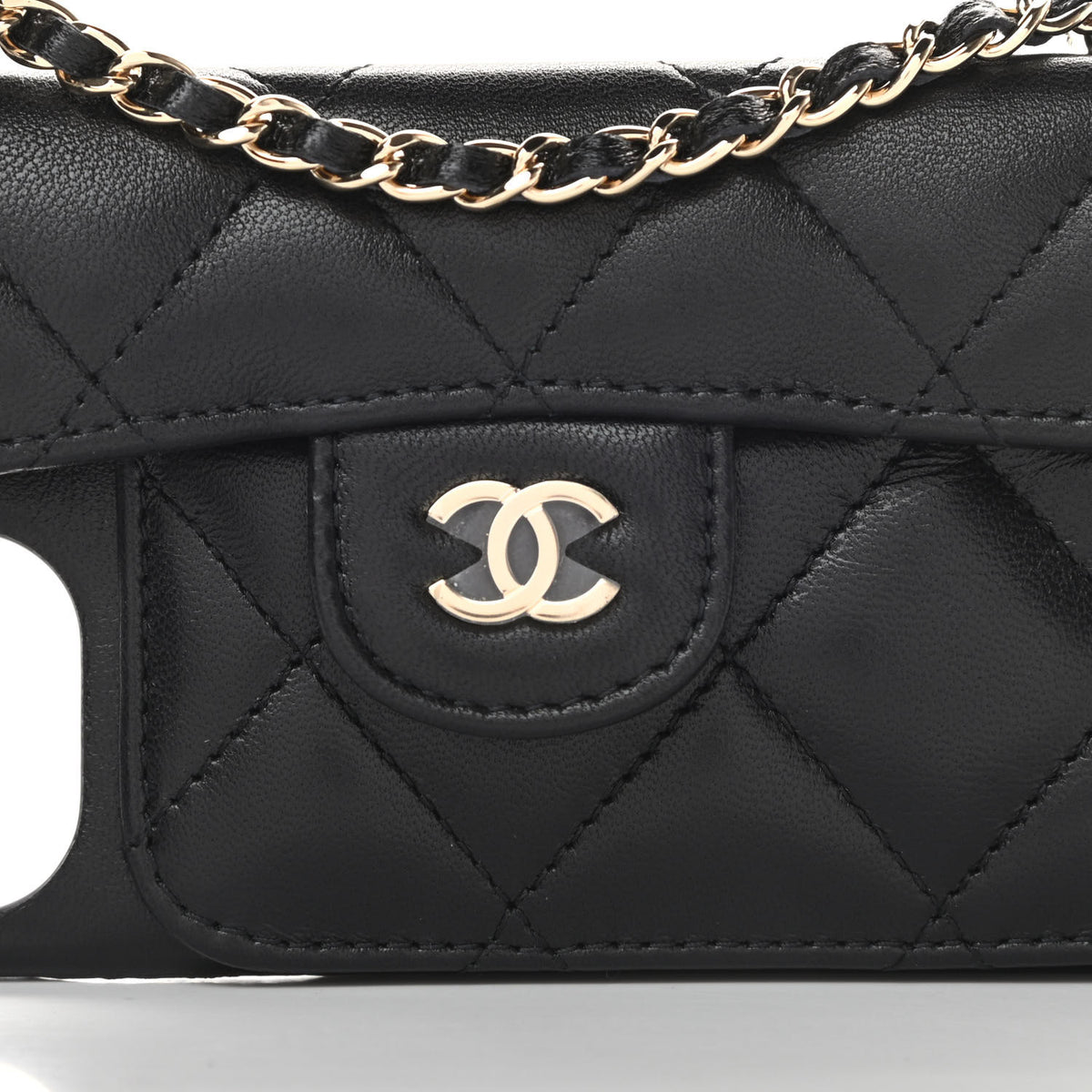 Chanel Lambskin Quilted iPhone XII Pro Holder With Chain Black 8 of 11