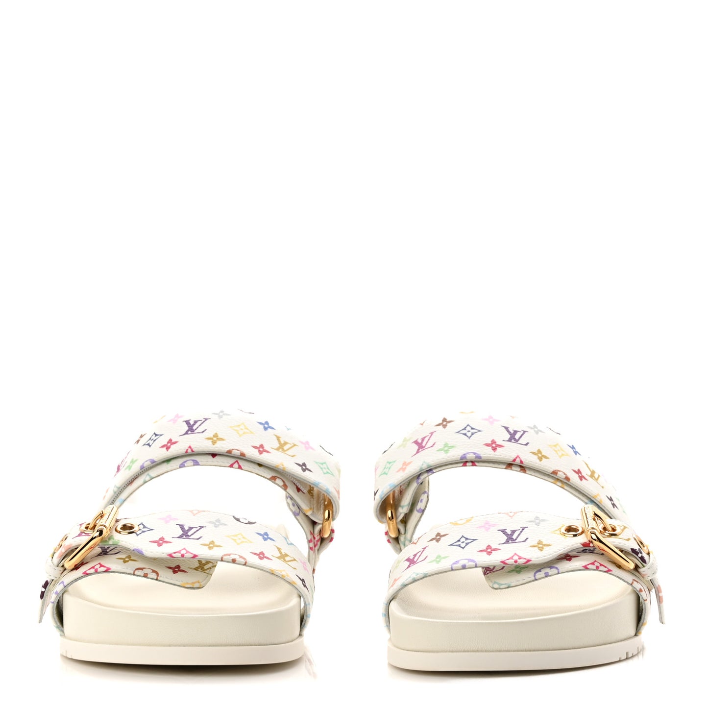 LV X TM Monogram Multicolor Bom Dia Comfort Mule Sandals 38.5 White
