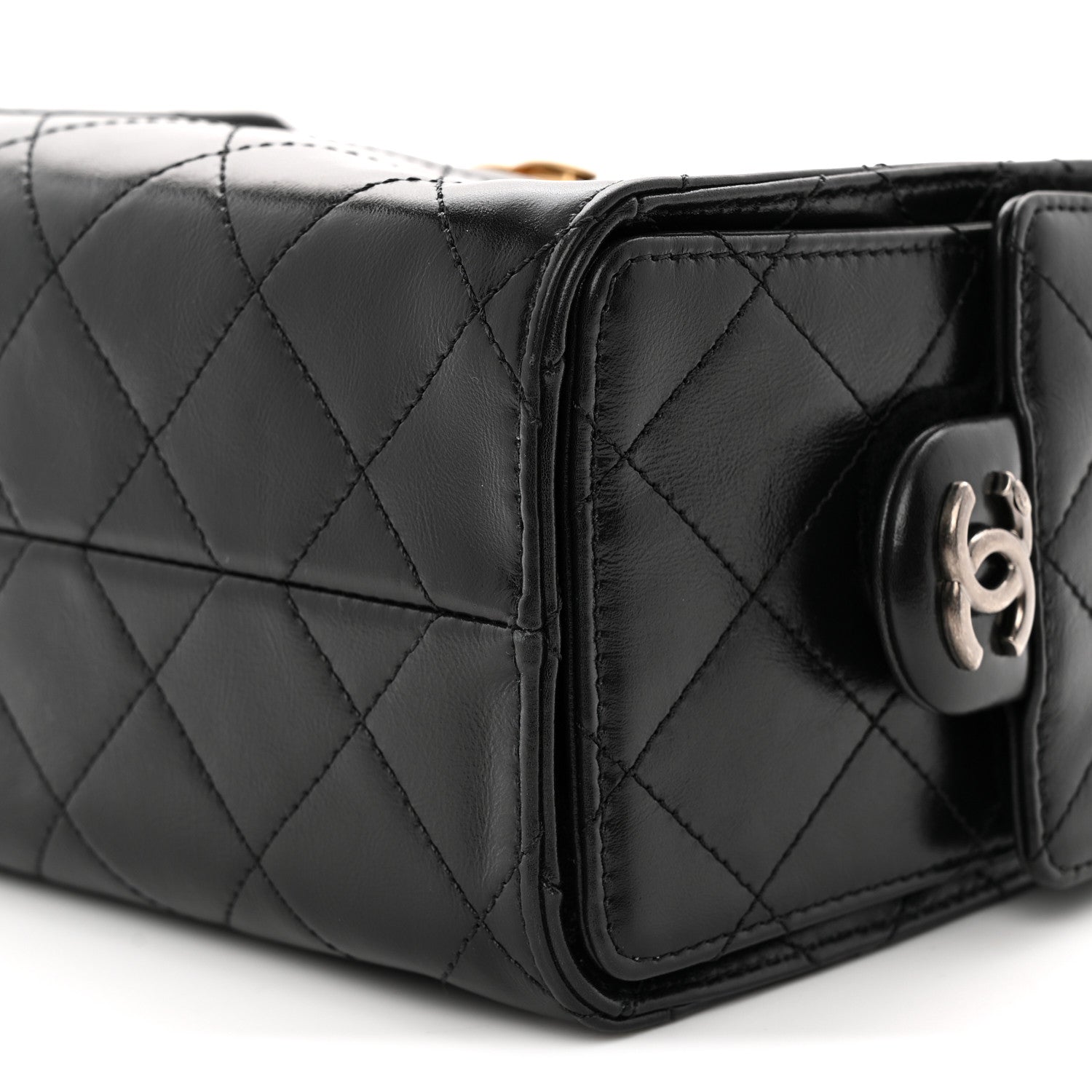 Chanel Shiny Crumpled Calfskin Quilted Mini Chanel 25 Handbag Black 10 of 10