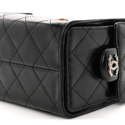 Chanel Shiny Crumpled Calfskin Quilted Mini Chanel 25 Handbag Black 10 of 10