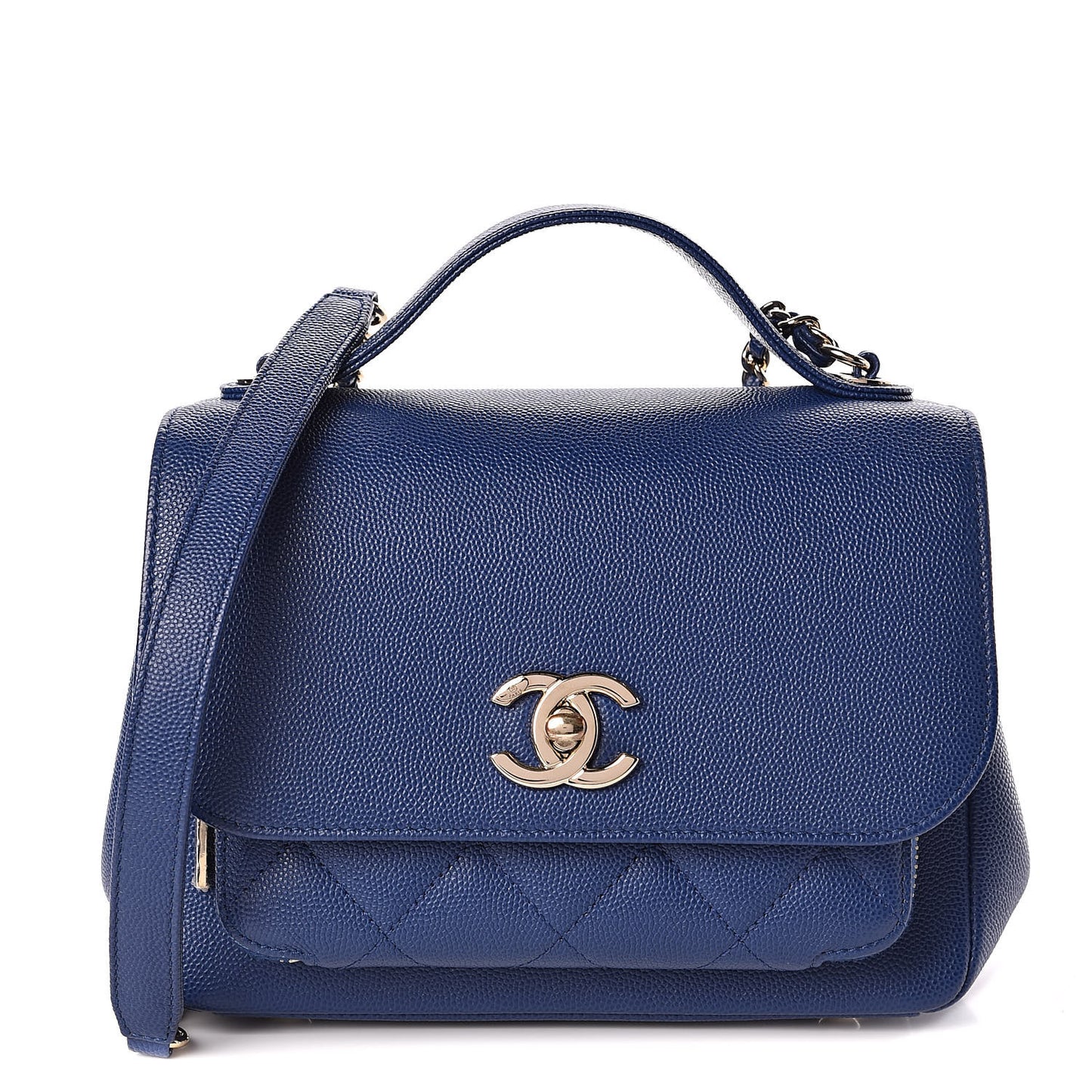 Caviar Quilted Mini Business Affinity Flap Blue
