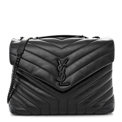 Saint Laurent Calfskin Y Quilted Monogram Medium Loulou Chain Satchel Black 1 of 11