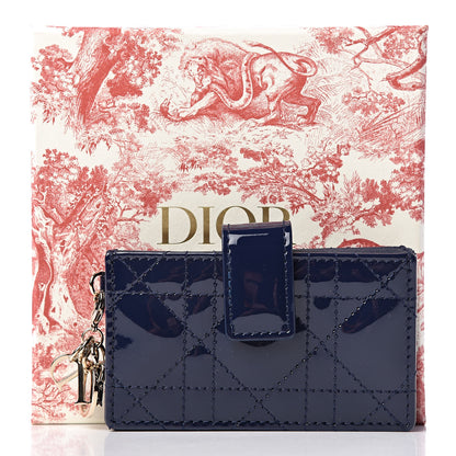 Christian Dior Patent Cannage Lady Dior 5-Gusset Card Holder Navy Blue 7 of 7