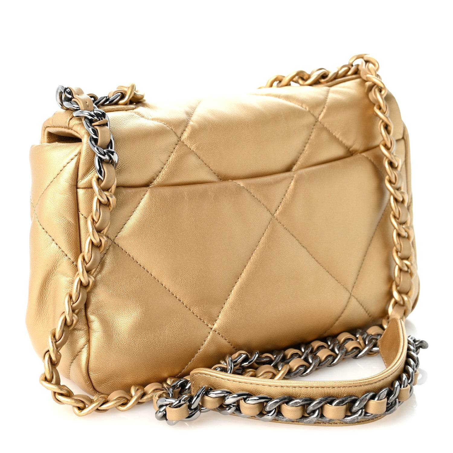 Chanel Metallic Goatskin Quilted Medium Chanel 19 Flap Gold 3 of 10